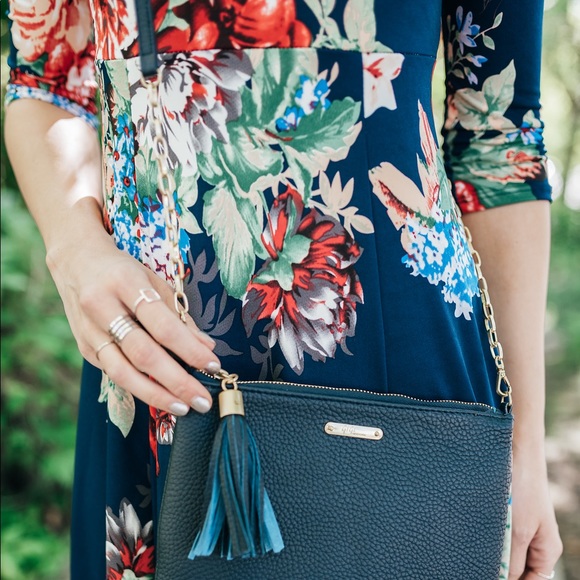 Poppy & Dot Navy Floral Dress Small - Picture 4 of 5